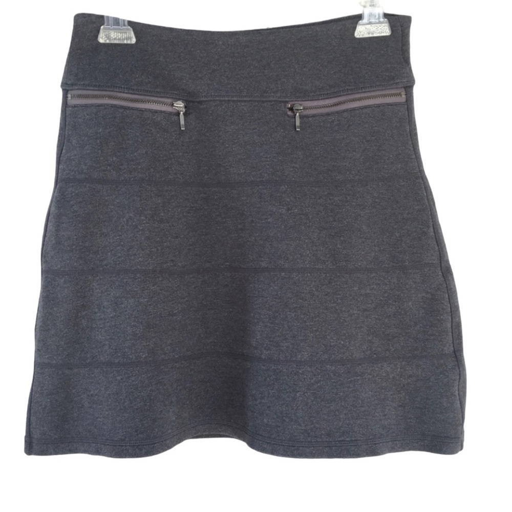 Athleta Strata A-Line Charcoal Grey Zip Pockets Mini Style Skirt - Sz XS